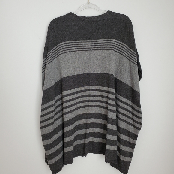 Grey Stripe Poncho Cardigan Size Large - Picture 2 of 5